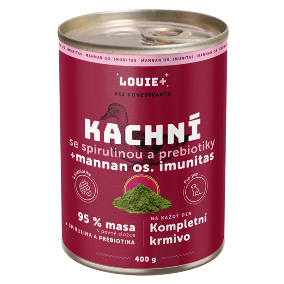 LOUIE Kachna spirulina a prebiotika konzerva pro psy 400 g