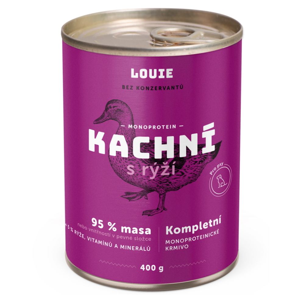 LOUIE Kachní s rýží konzerva pro psy 400 g