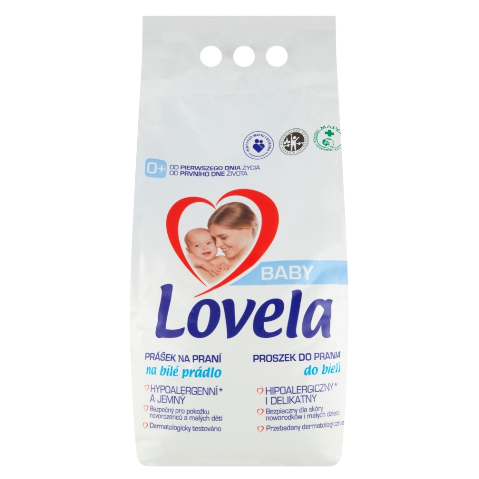LOVELA Baby Prášek na praní na bílé prádlo 41 praní 4,1 kg, poškozený obal