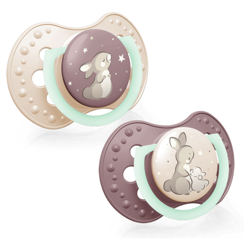 LOVI Dudlík silikonový dynamický night&day holka 18m+ 2 kusy