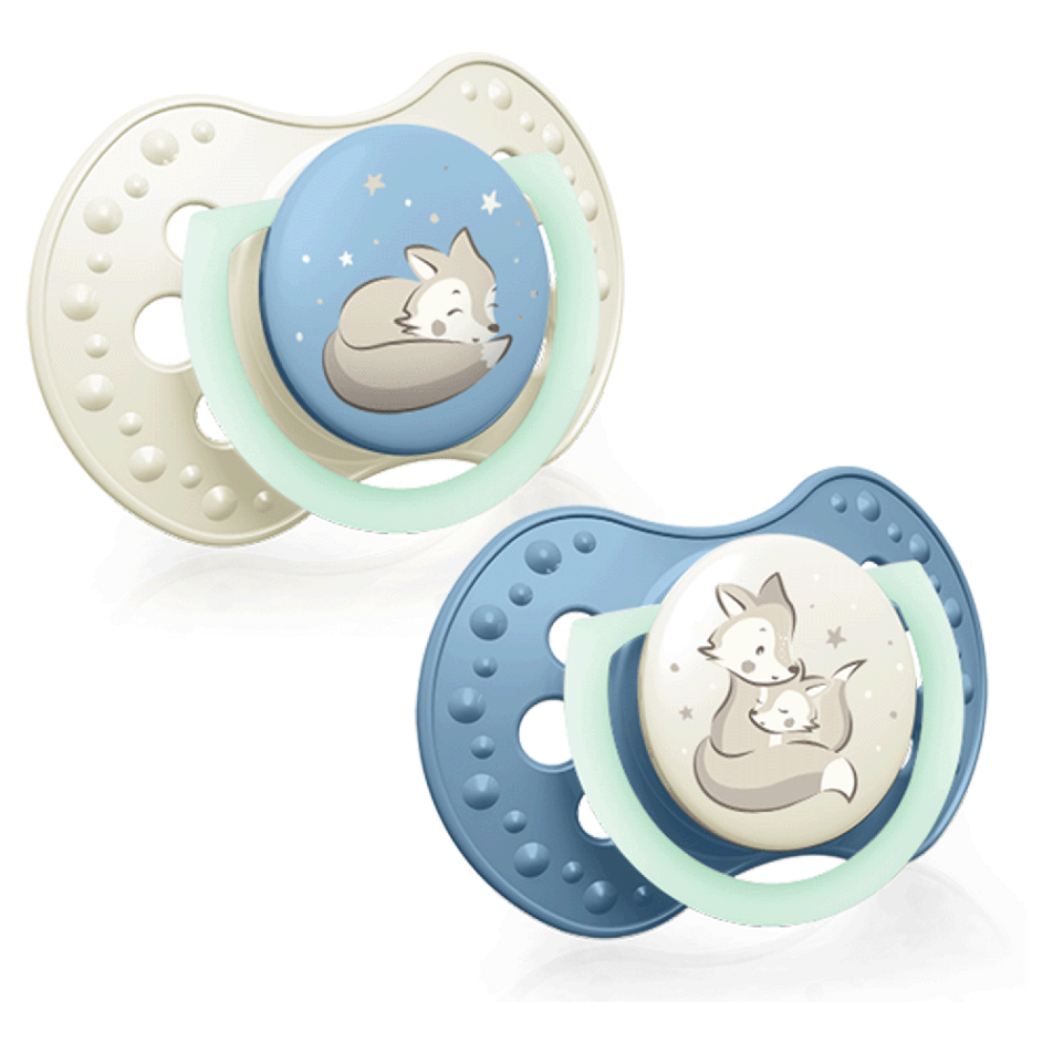 LOVI Dudlík silikonový dynamický night&day kluk 18m+ 2 kusy