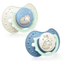 LOVI Dudlík silikonový dynamický night&day kluk 18m+ 2 kusy