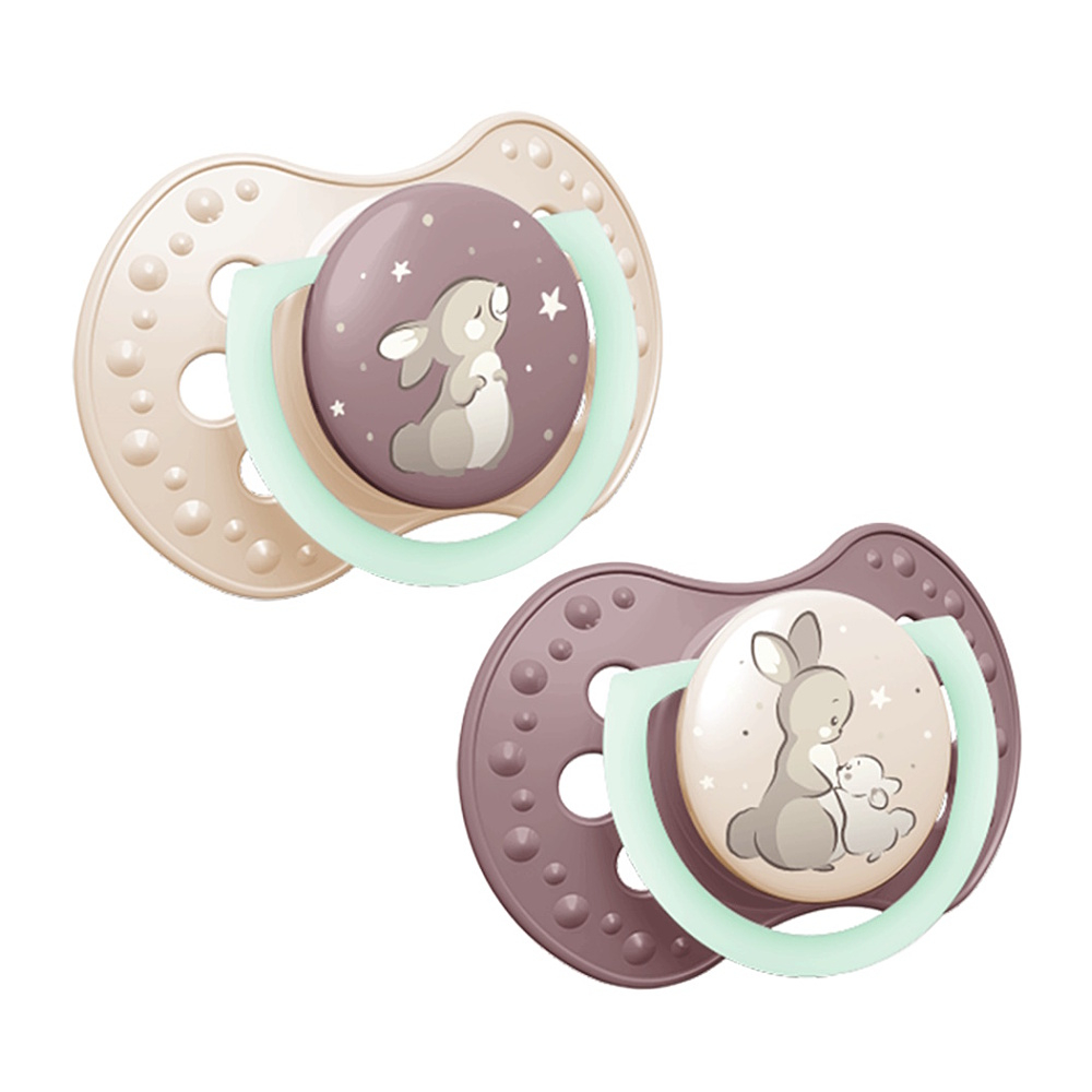 LOVI Dudlík svítící silikonový dynamický  night&day 0-6m holka 2 kusy