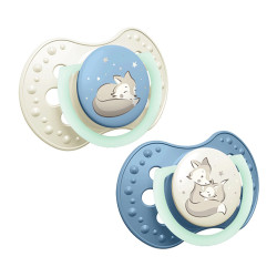 LOVI Dudlík svítící silikonový dynamický  night&day 0-6m kluk 2 kusy