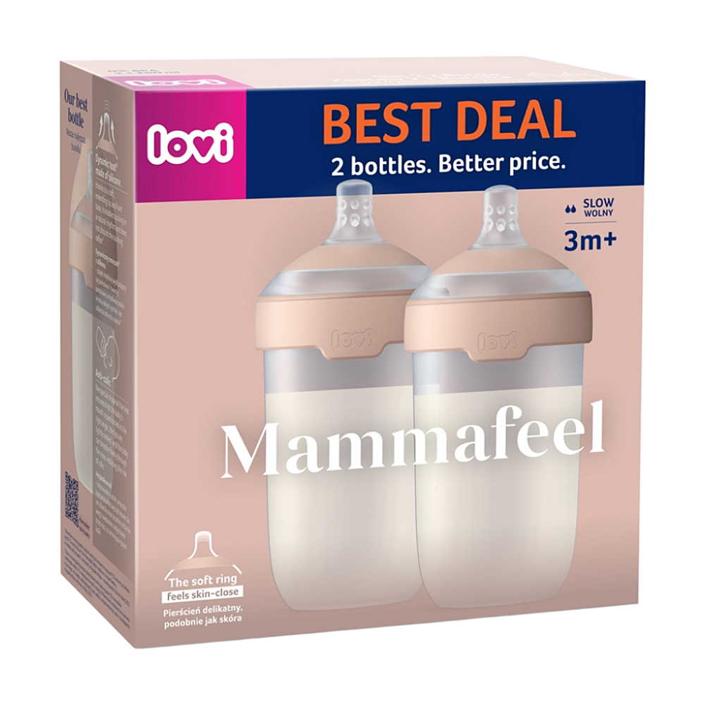 LOVI Mammafeel set lahví 3m+ 250 ml 2 kusy