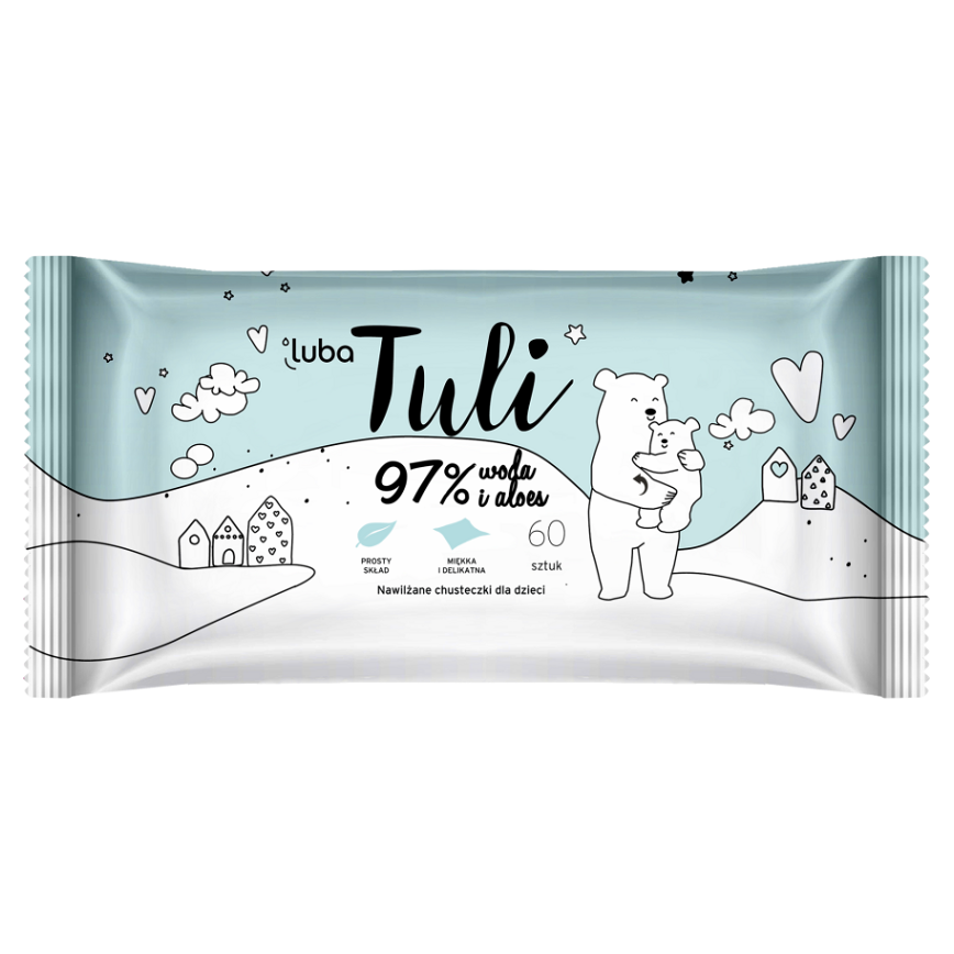LUBA Tuli Dětské vlhčené ubrousky s 97 % vody a aloe vera 60 ks