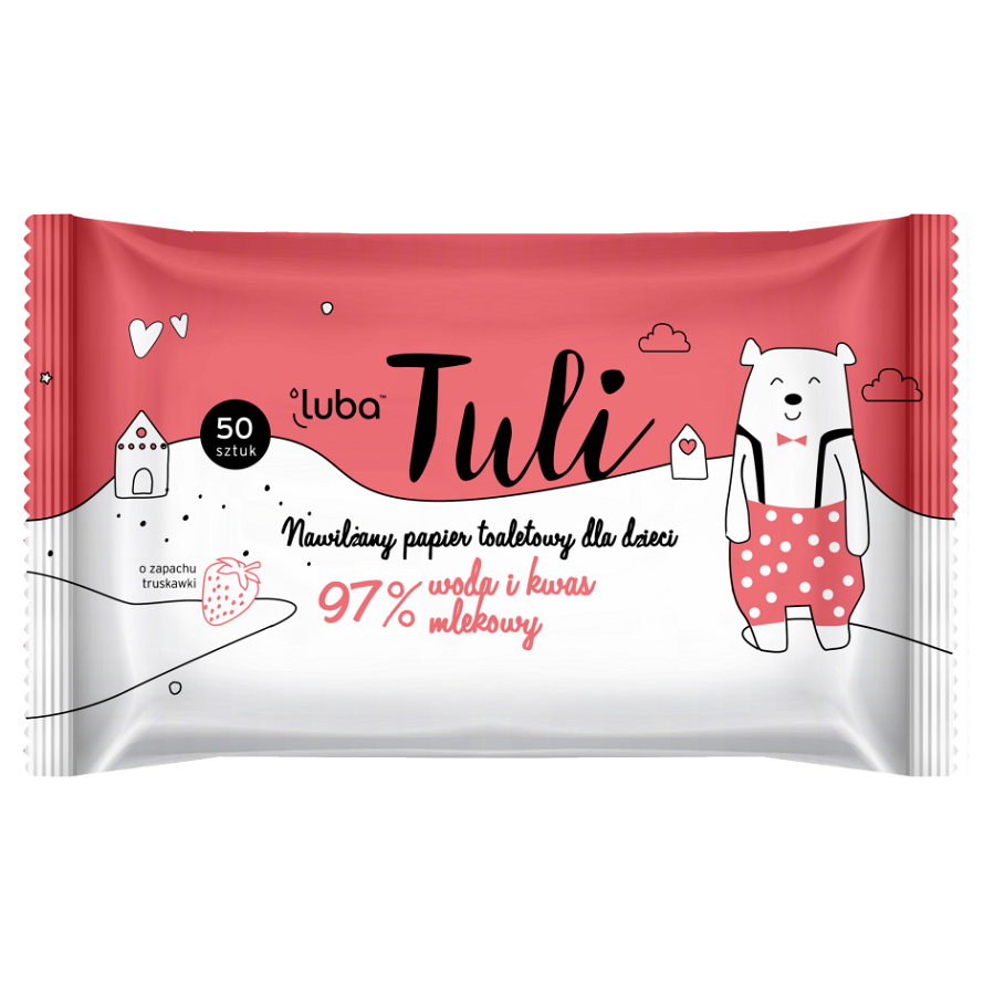LUBA Tuli dětský vlhčený toaletní papír s 97 % vody a kyselinou mléčnou 50 ks