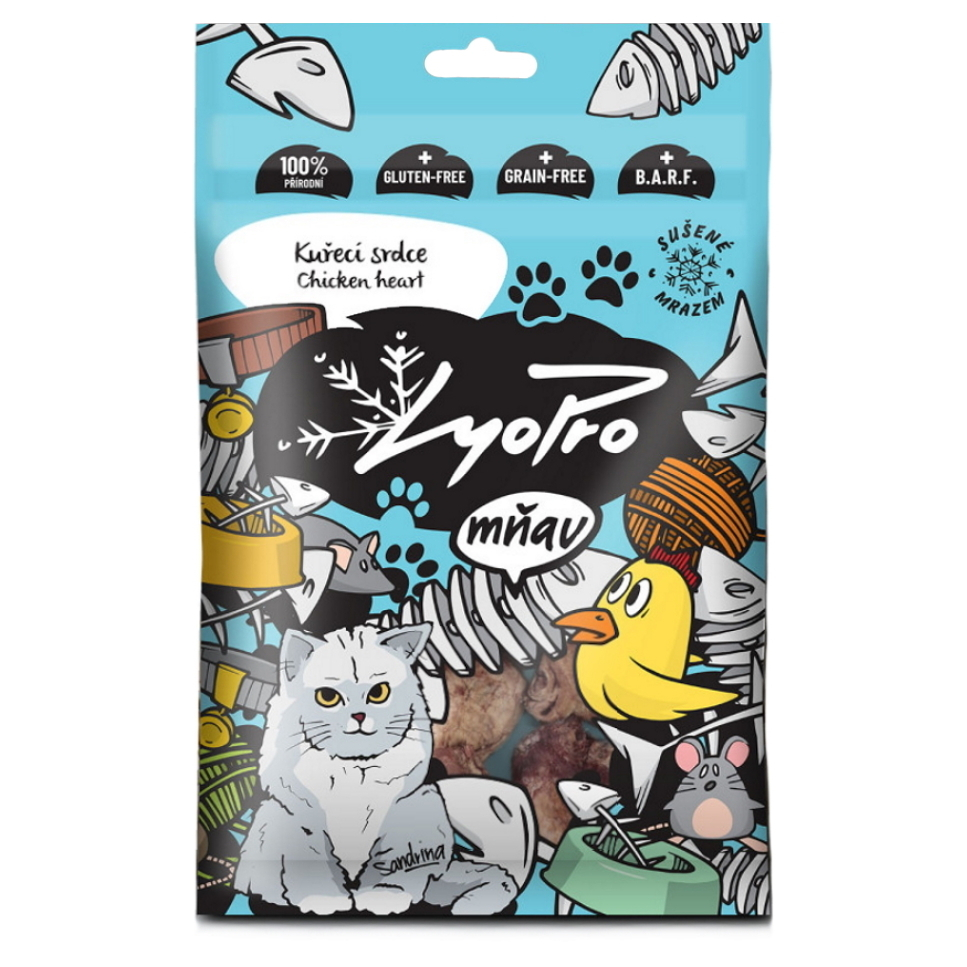 LYOPRO Mrazem sušené kuřecí srdce pro kočky 50 g