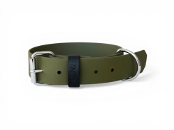MA-NU Obojek Greeny Dreamy, Khaki, Kování: Chrom, Obvod: 30 - 40 cm, Šířka: 2,5 cm
