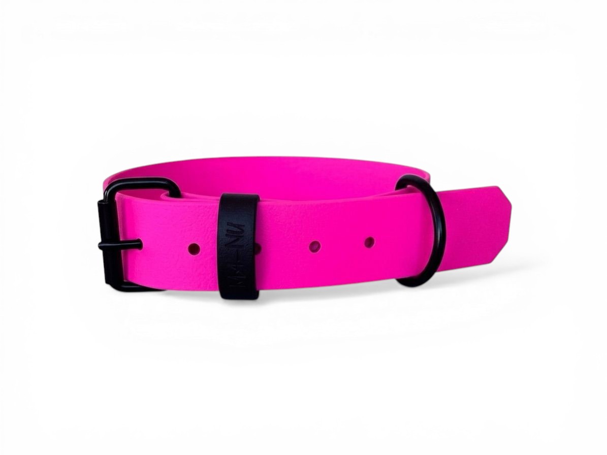 MA-NU Obojek Pink Freak, Růžový, Kování: Černé, Obvod: 30 - 40 cm, Šířka: 3,8 cm