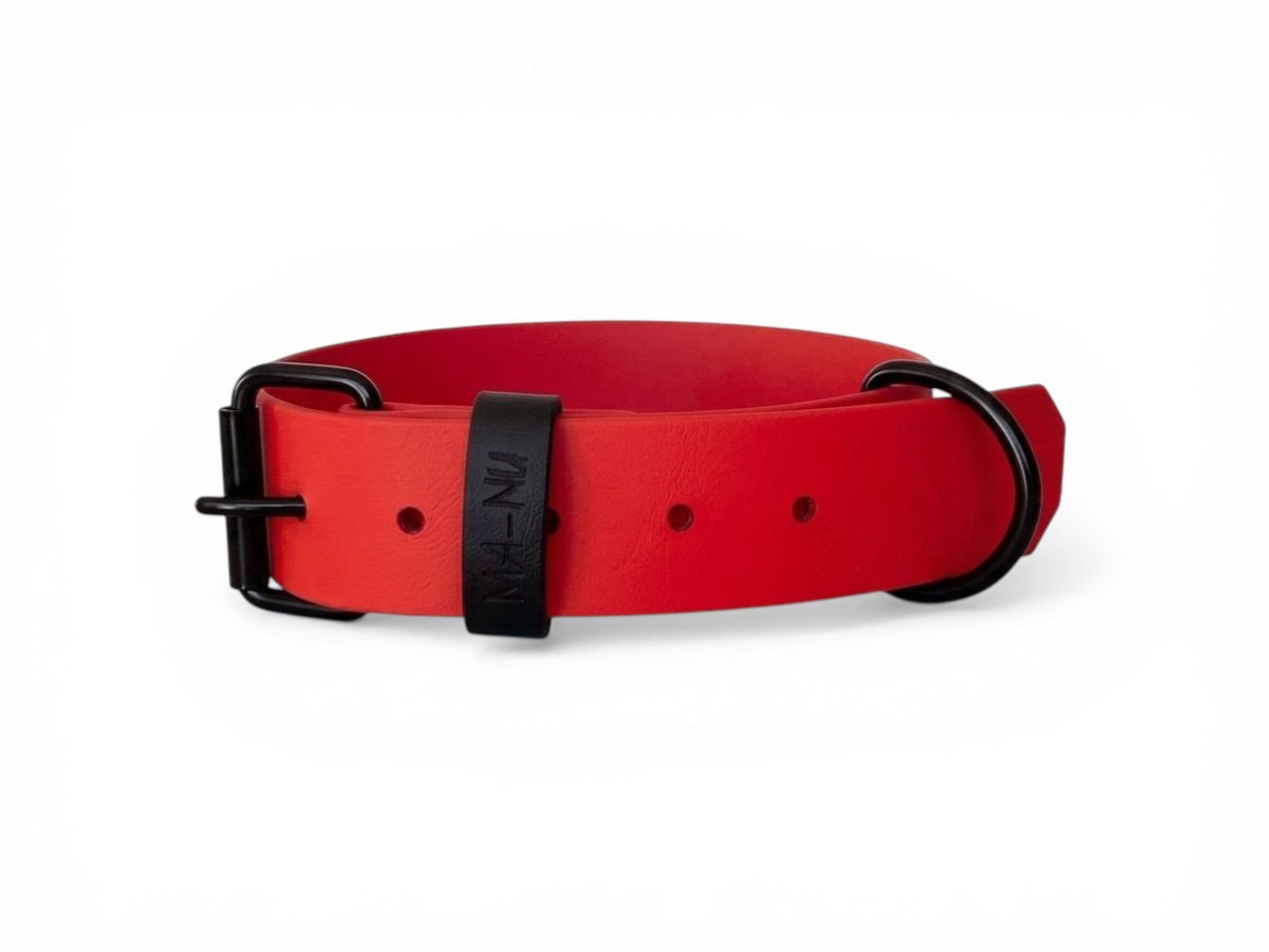 MA-NU Obojek Sweet Bloody, Červený, Kování: Černé, Obvod: 35 - 45 cm, Šířka: 3,8 cm