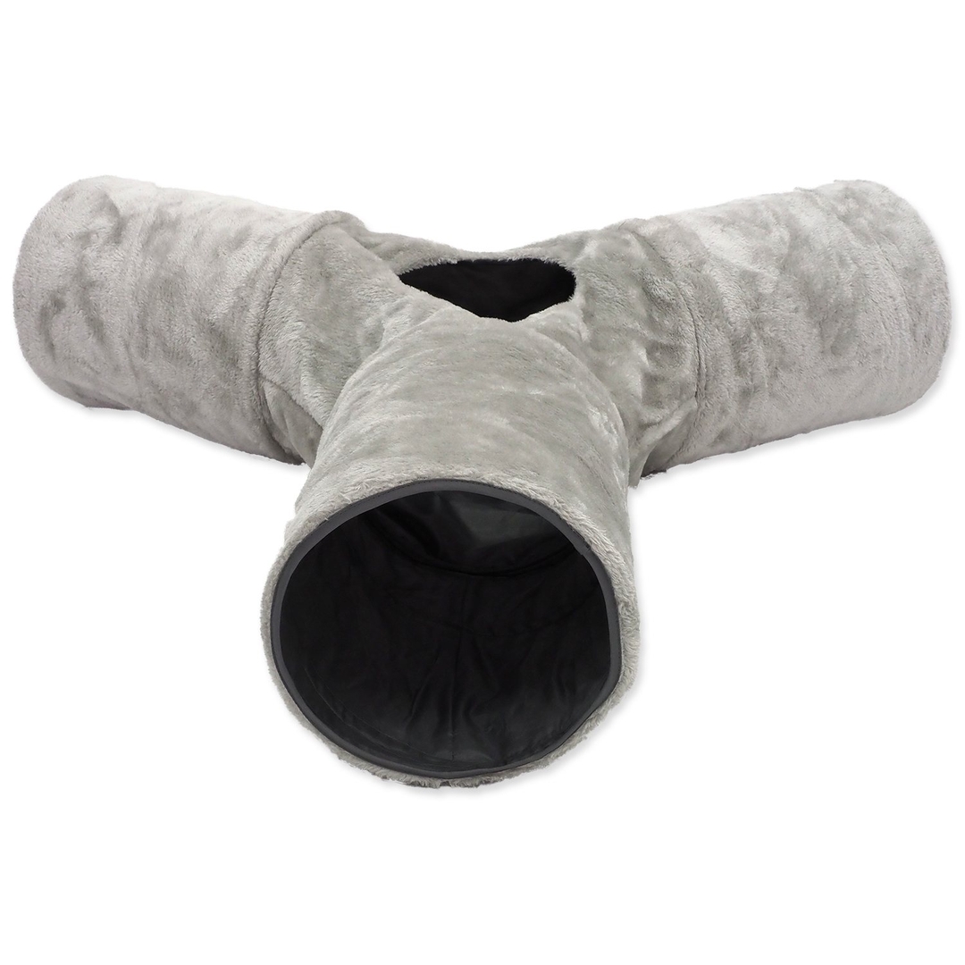 MAGIC CAT Tunel plyš tvar Y šustící šedý 80x80x25cm