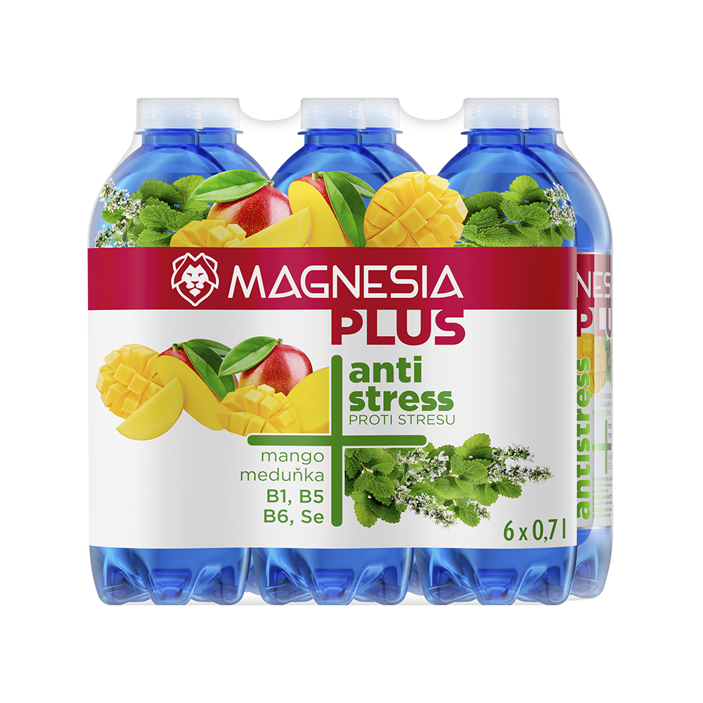 Magnesia Plus Antistress mango meduňka 6x0,7 l