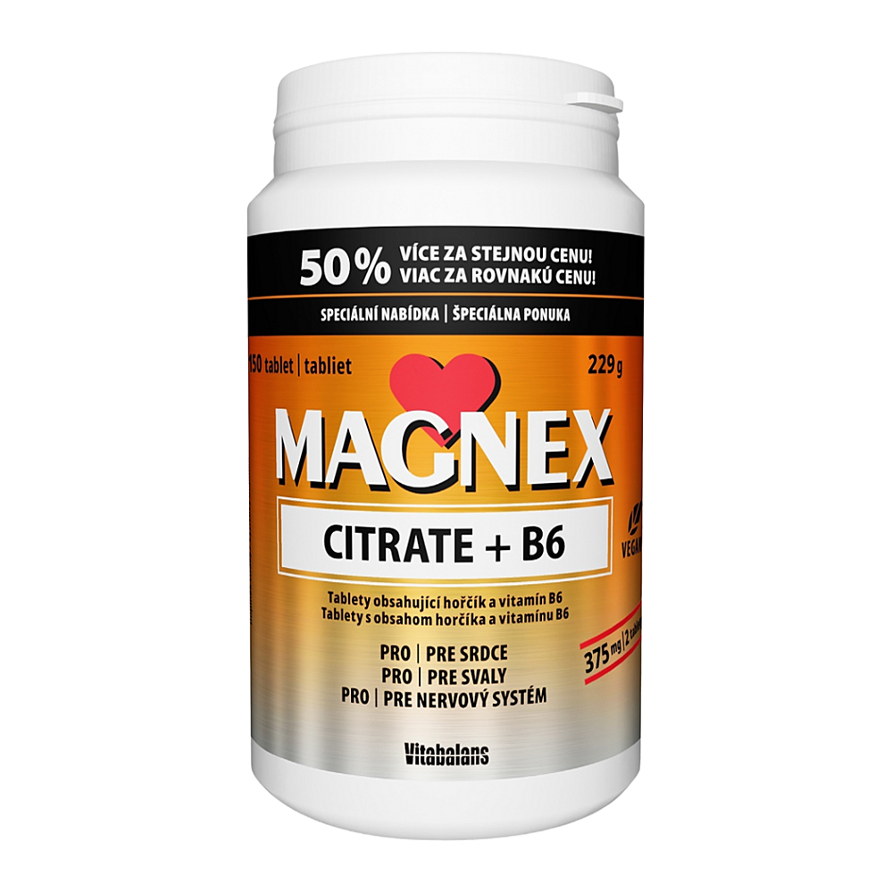 MAGNEX Citrate 375 mg a vitamin B6 100+50 tablet VÝHODNÉ balení