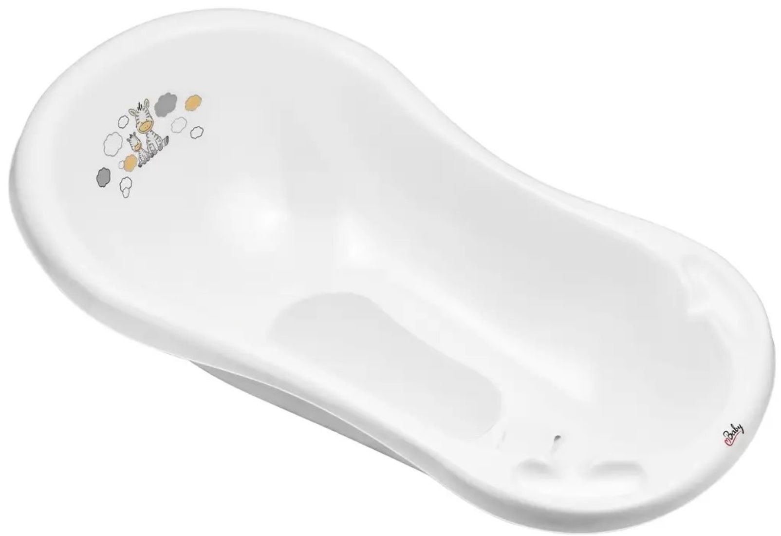 Maltex Dětská vanička Zebra s výpustem a protiskluzovou podložkou, 100 cm - bílá