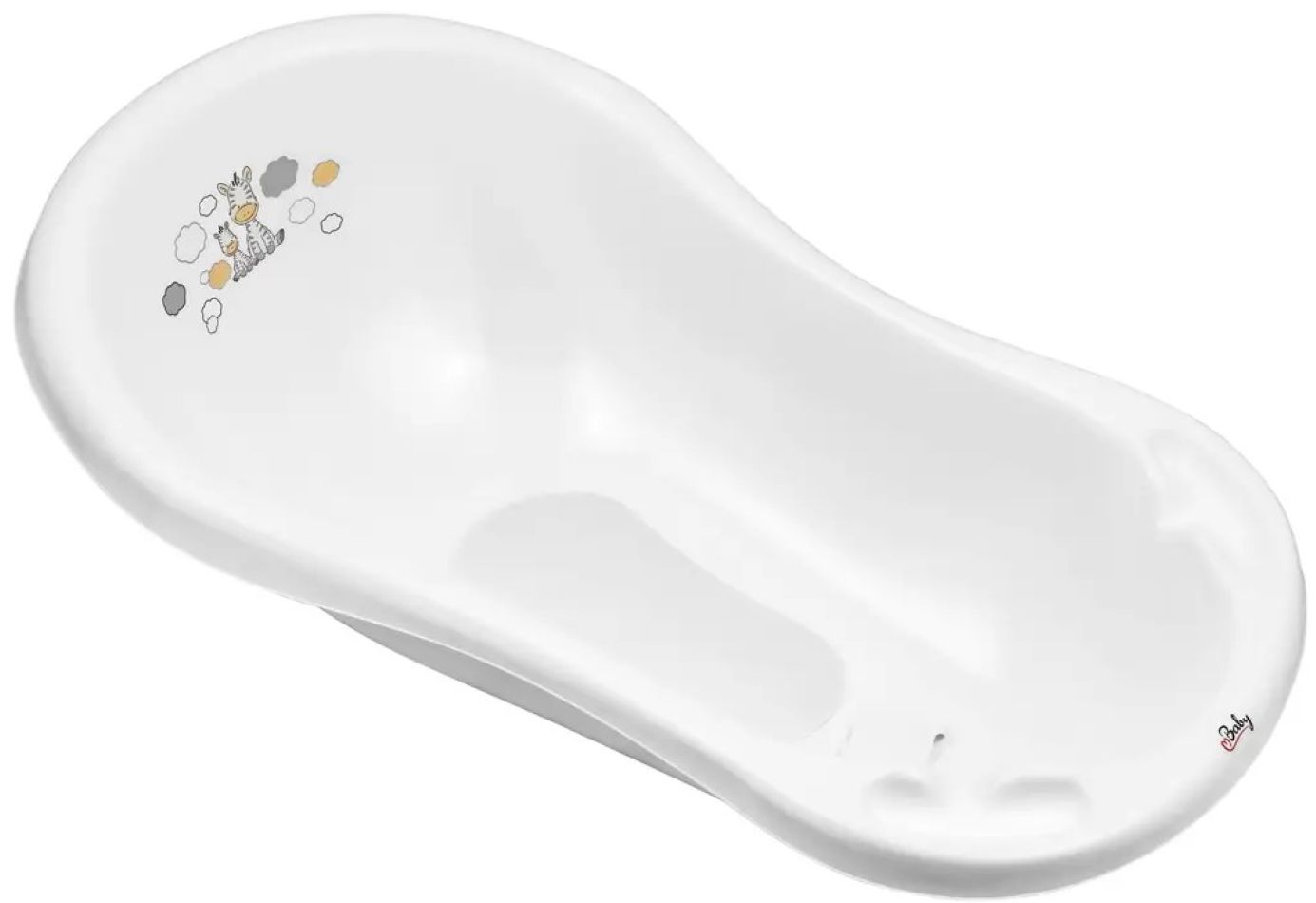 Maltex Dětská vanička Zebra s výpustem a protiskluzovou podložkou, 84 cm - bílá