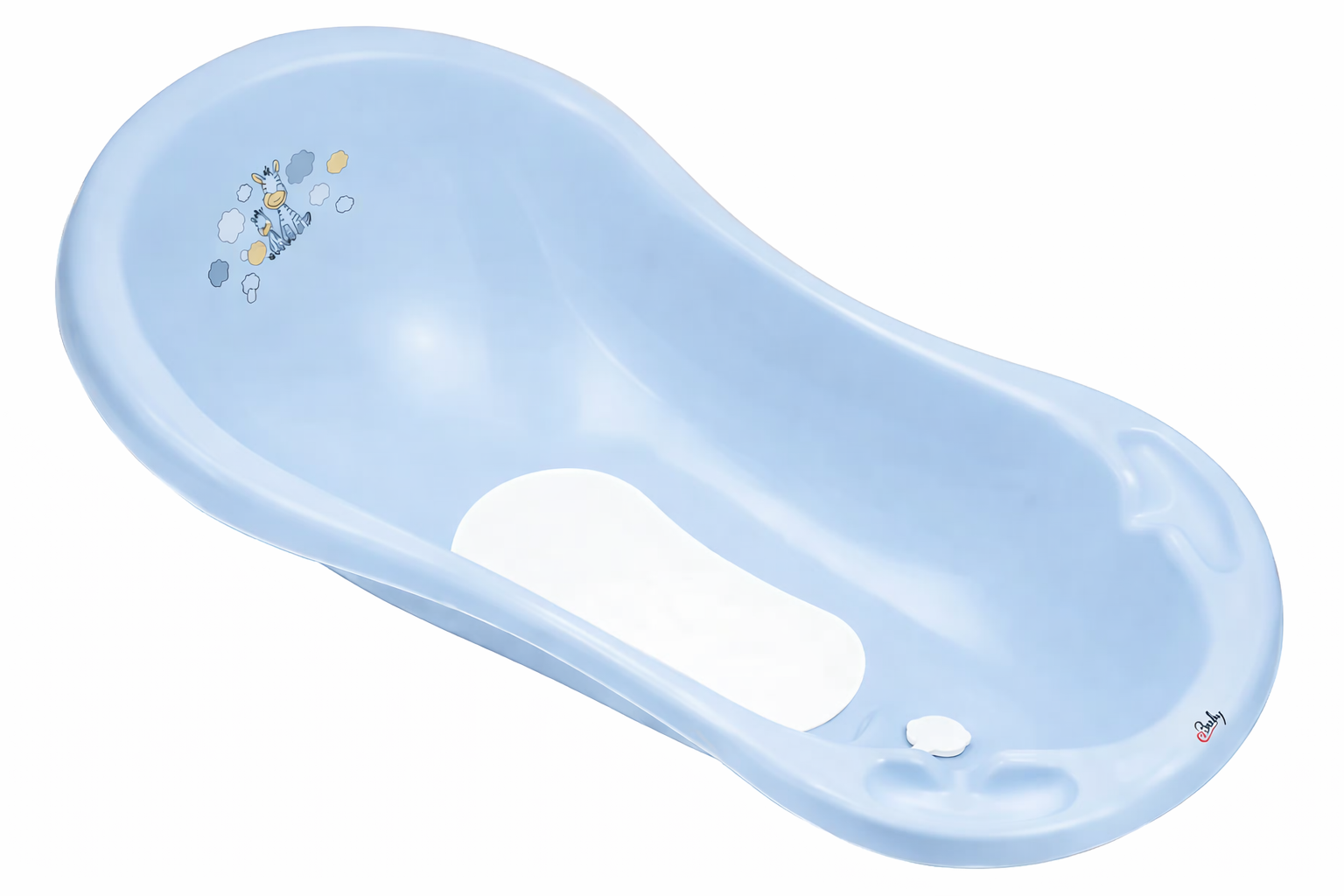 Maltex Dětská vanička Zebra s výpustem a protiskluzovou podložkou, 84 cm - modrá