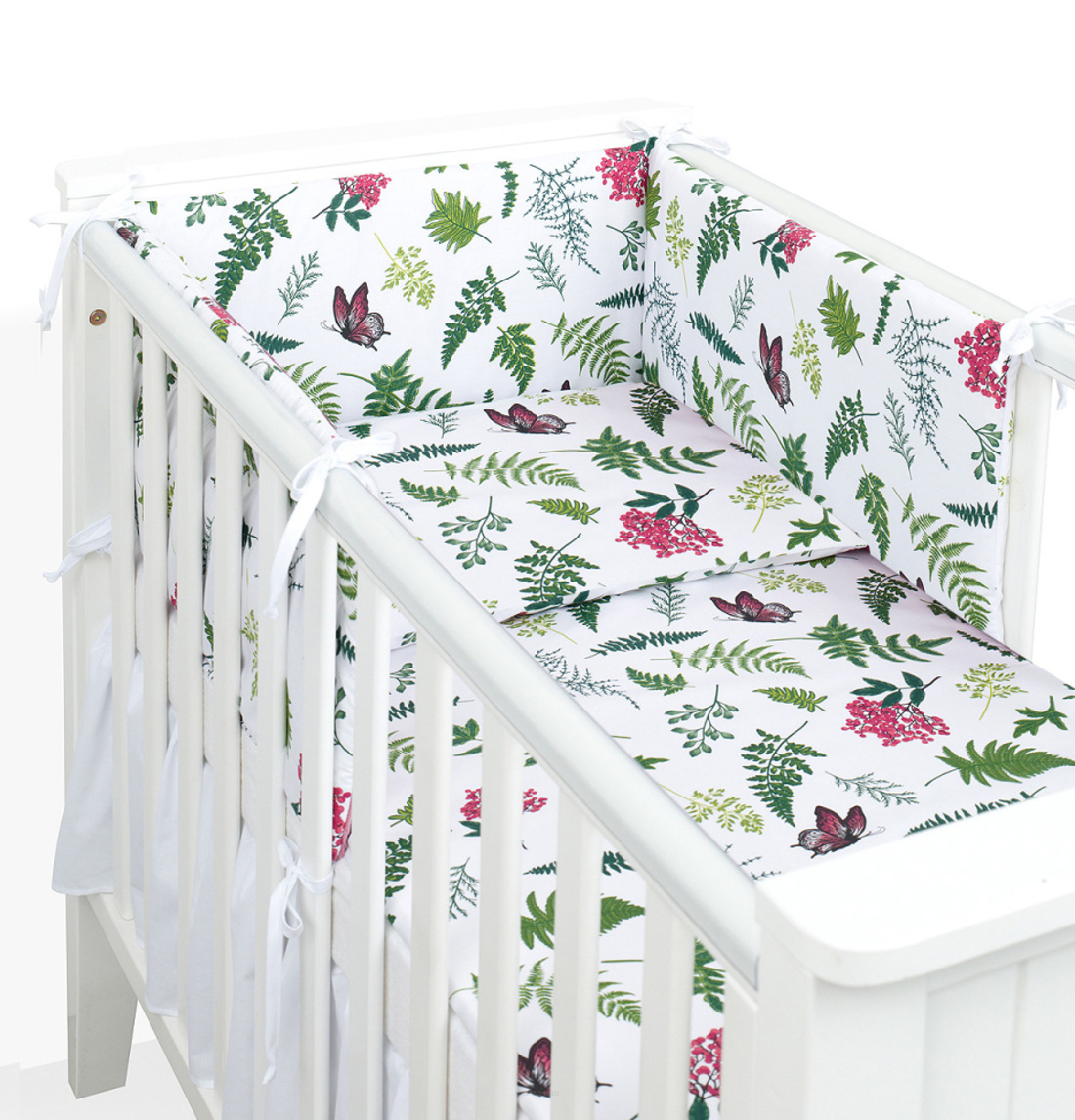 Mamo Tato Mantinel s povlečením do postýlky, 3D sada Bavlna, Kapradí, 135x100 cm