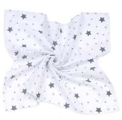 Mamo Tato Mušelínová zavinovací deka/plenka + mini plenka Hvězdičky s tečky, šedá/bílá