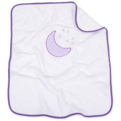 Mamo Tato Oboustranná chlupáčková dečka s vyšívkou 75 x 90 cm, Měsíček, bílá/fialová