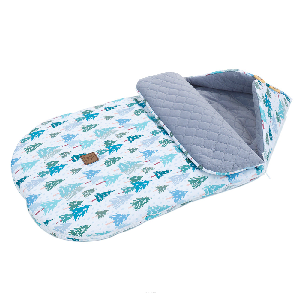 Mamo Tato Zimní fusak Lux, prošívaný velvet, 48 x 90 cm Zimní  les, bílá, šedá