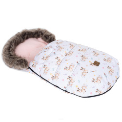 Mamo Tato Zimní fusak Lux s kožešinkou, Srnky, 50 x 100cm - růžová, béžová