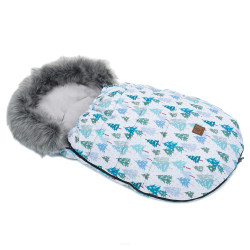 Mamo Tato Zimní fusak Lux s kožešinkou, Zimní les, 50 x 100cm - šedý/zelený