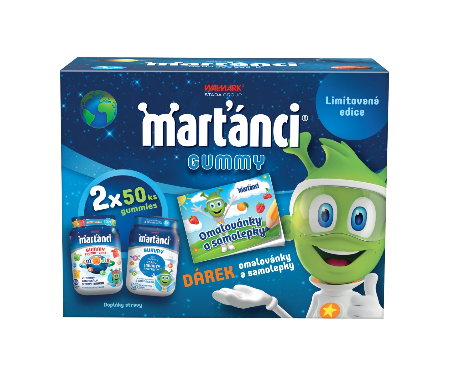 Marťánci Gummy 50+50 ks + omalovánky