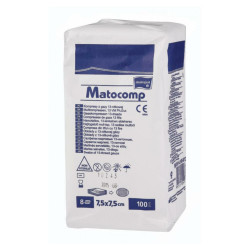 MATOCOMP komprese z gázy 7,5x7,5 cm 100 kusů