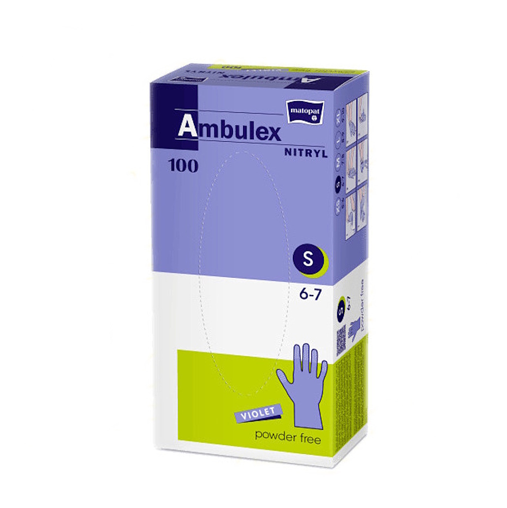 MATOPAT Ambulex nepudrované nitrilové rukavice violet S 100 kusů