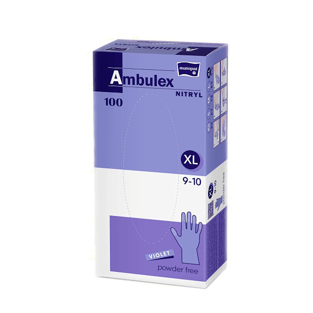 MATOPAT Ambulex nepudrované nitrilové rukavice violet XL 100 kusů