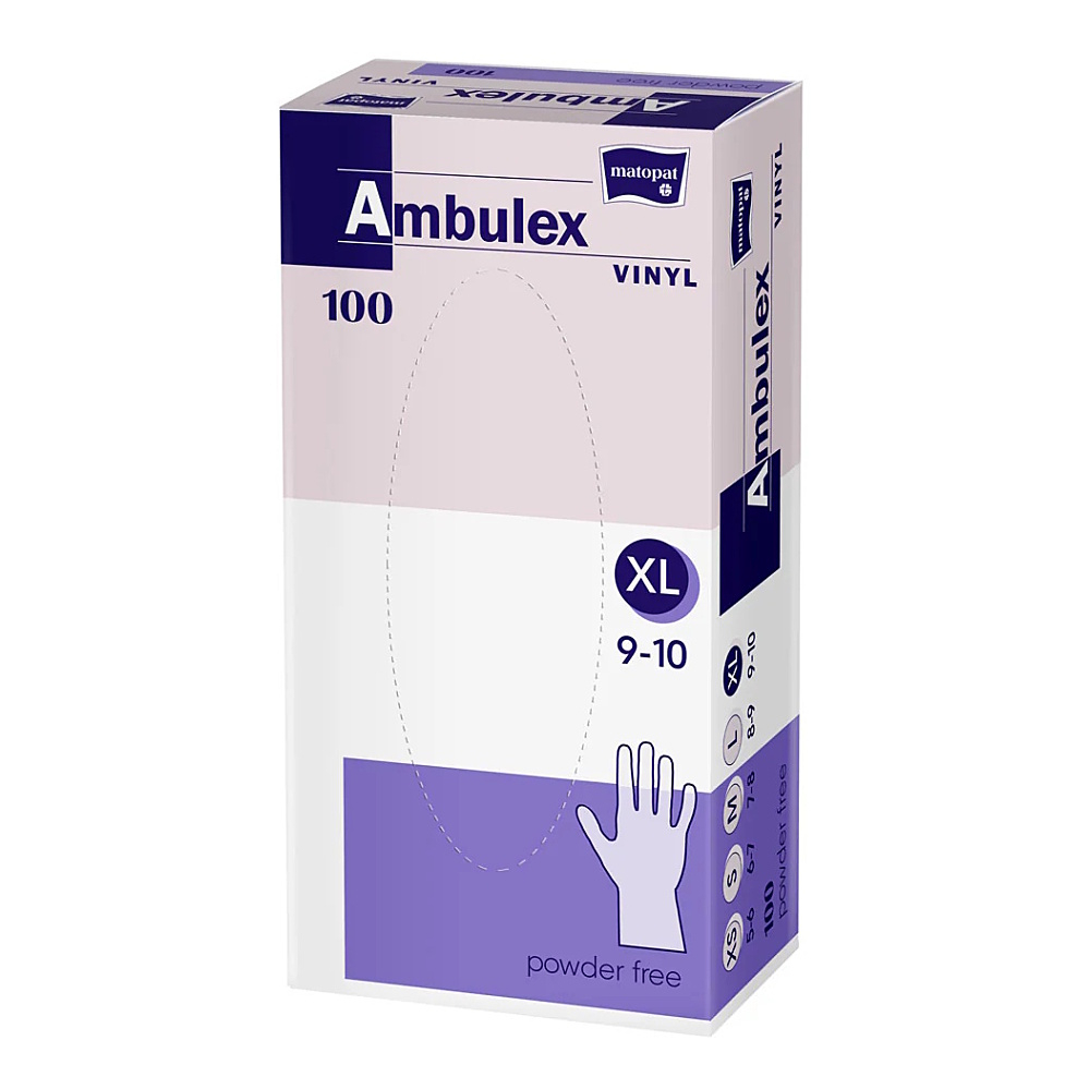 MATOPAT Ambulex Vinyl rukavice vinylové nepudrované XL 100 kusů