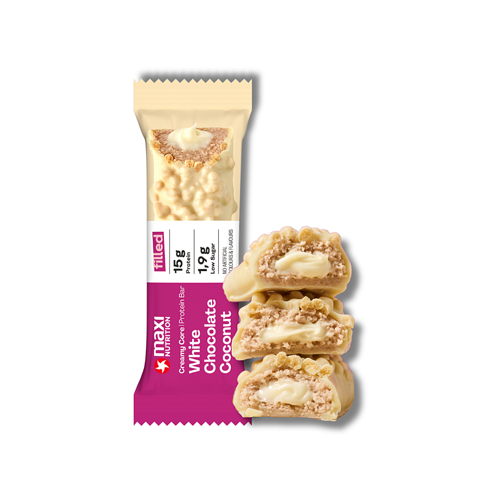 MAXI NUTRITION Creamy core protein bar white kokos v čokoládě 45 g