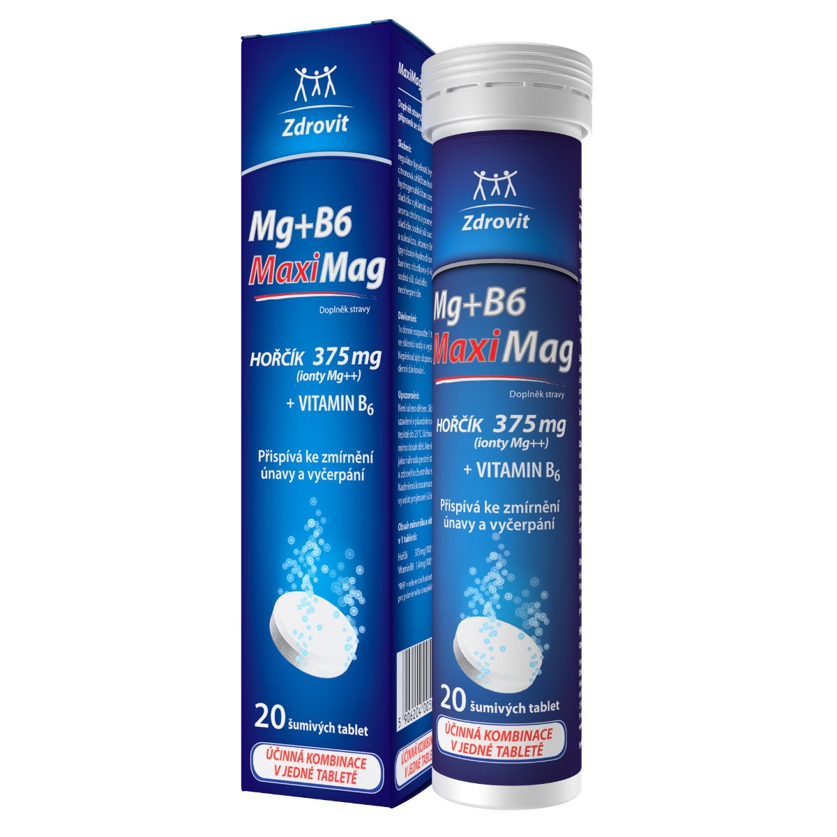 MaxiMag Hořčík 375 mg + B6 20 šumivých tablet