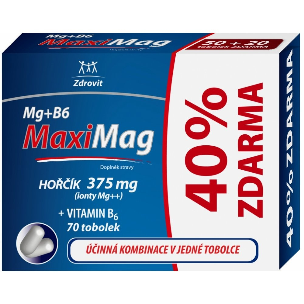 MAXIMAG Hořčík 375 mg + B6 40% ZDARMA 70 tobolek