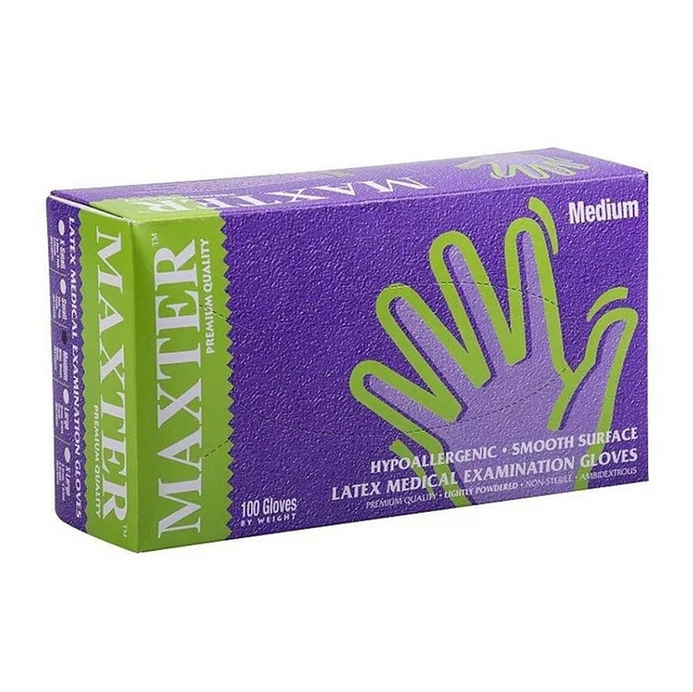 MAXTER Jednorázové rukavice latexové S 100 kusů