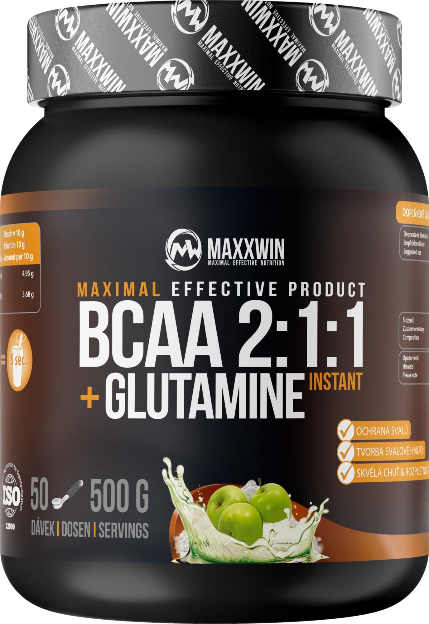 MAXXWIN BCAA + Glutamine zelené jablko 500 g