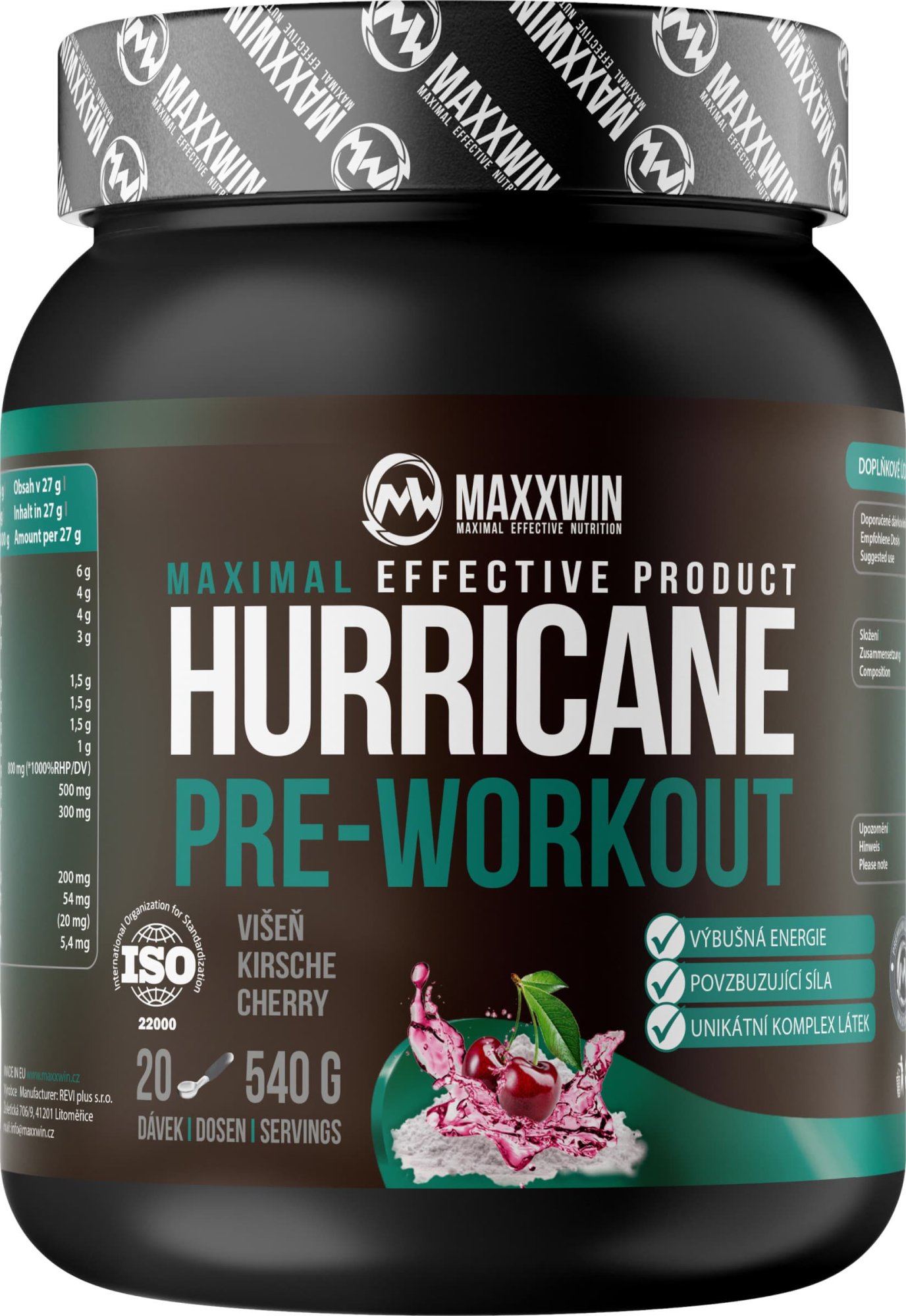 MAXXWIN Hurricane pre-workout višeň 540 g