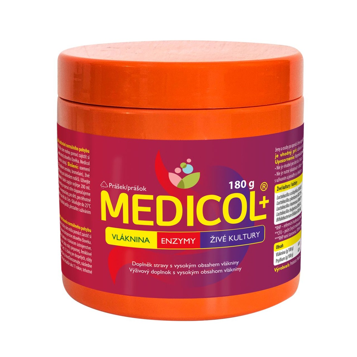 Medicol Plus Vláknina + enzymy + živé kultury 180 g