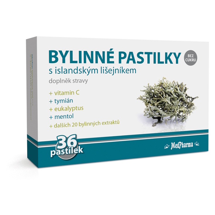 MEDPHARMA Bylinné pastilky s islandským lišejníkem 36 ks