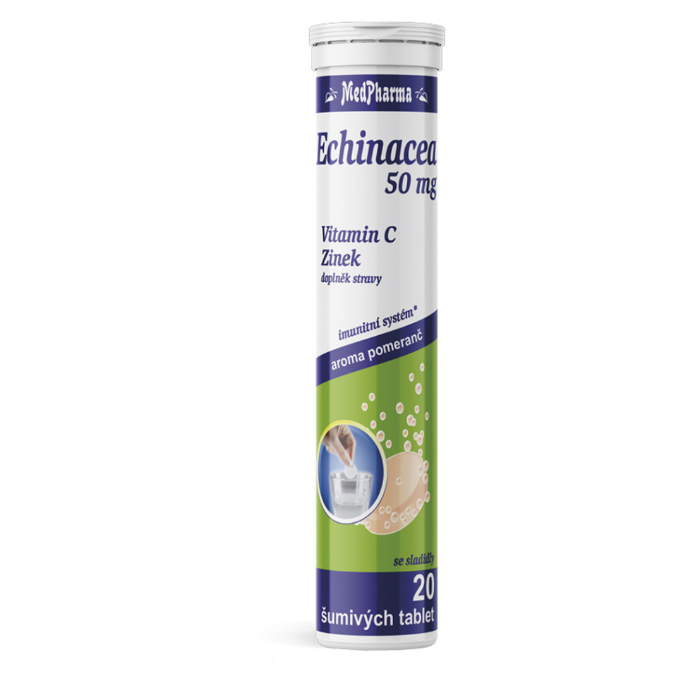 MedPharma Echinacea 50 mg + vitamín C + Zinek 20 šumivých tablet