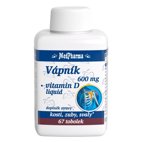 MEDPHARMA Vápník 600 mg + Vitamin D-liquid 67 tobolek