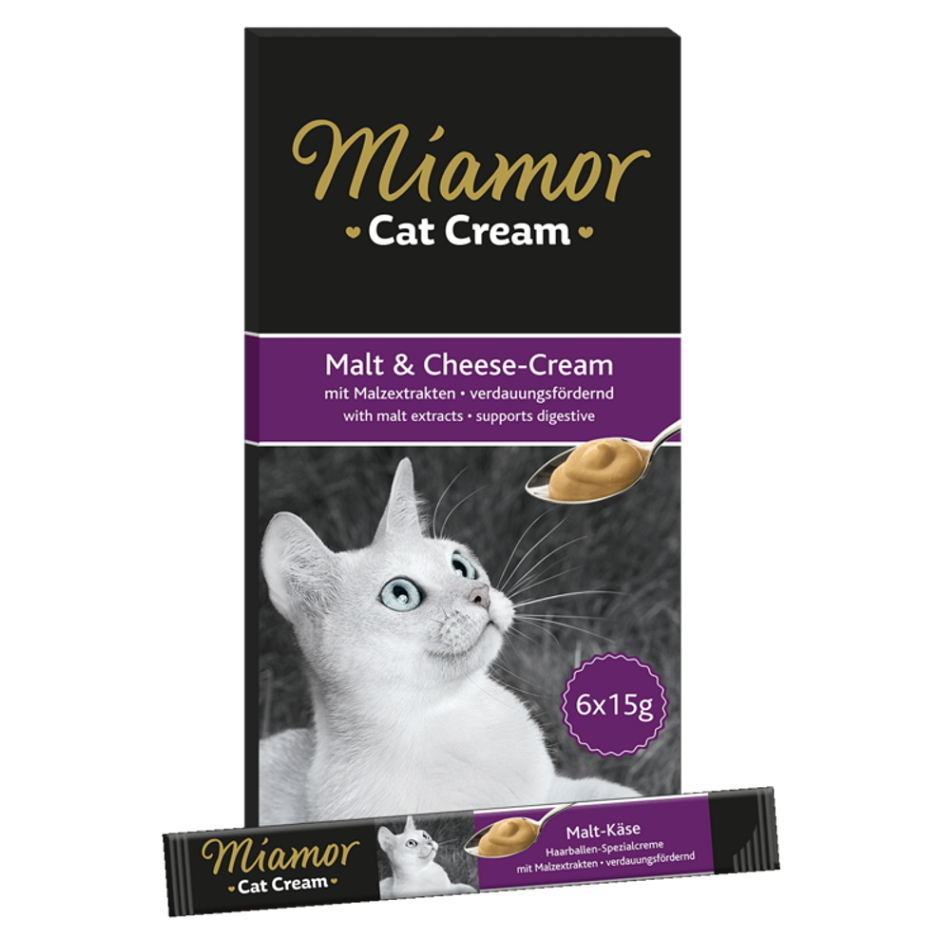 MIAMOR Malt&Cheese krémová sýrová svačinka pro kočky 6x15 g