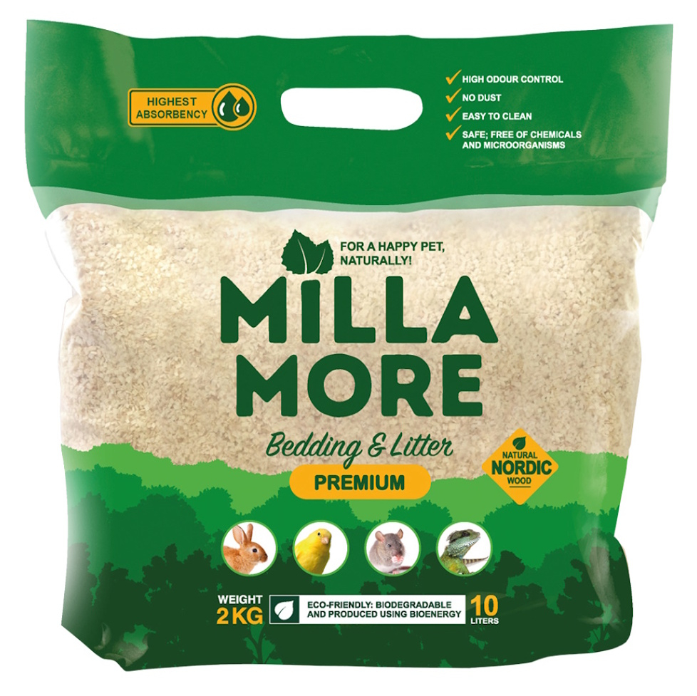 MILLAMORE Premium Podestýlka pro hlodavce štěpky osika, Hmotnost balení: 2 kg