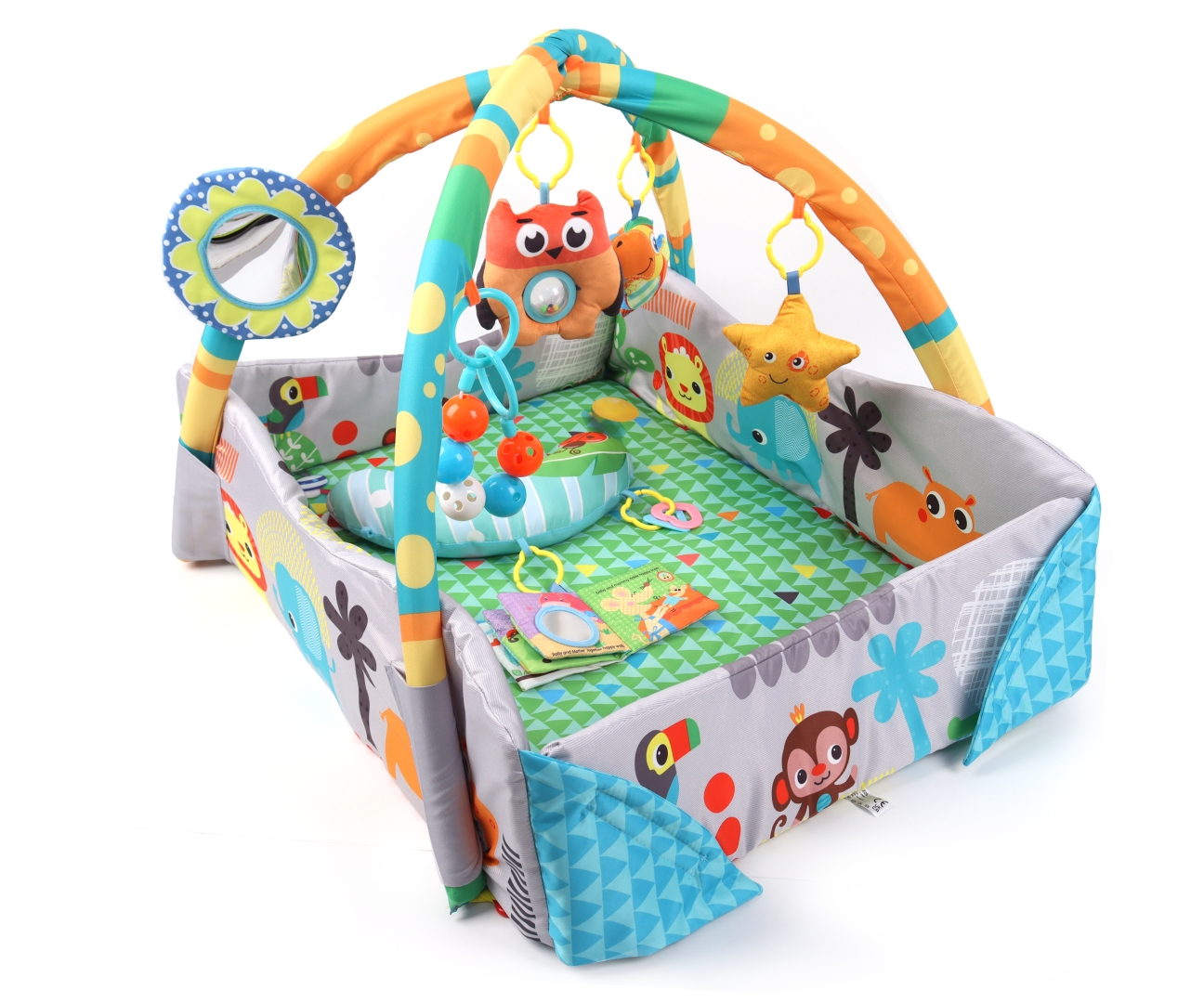 Milly Mally Dětská hrací deka Džungle 4v1 s hrazdou – podložka pro miminko