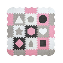 Milly Mally Pěnové puzzle, podložka Jolly Shapes, růžová/šedá, 25 dílků
