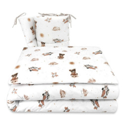 Miminu Mantinel s povlečením do postýlky,Méďa pilot-bílá, béžová, 135x100