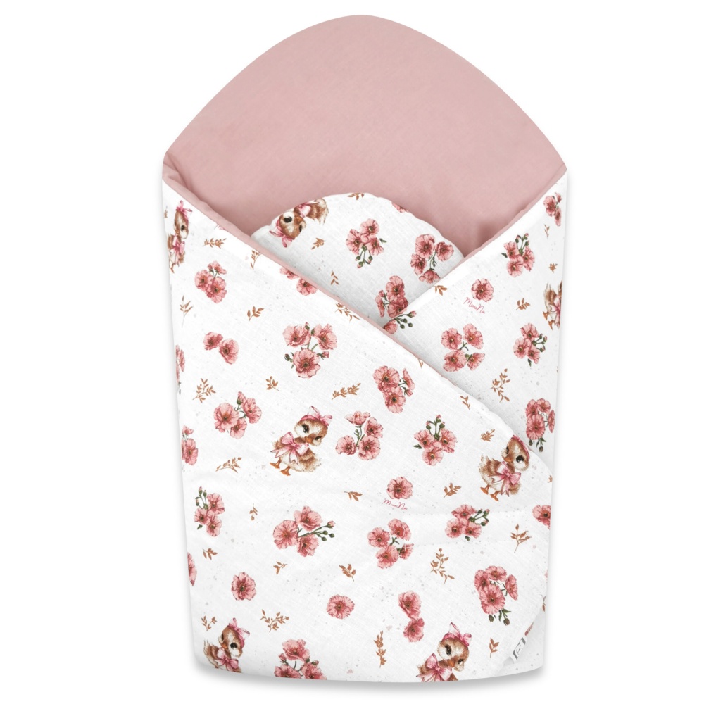 Miminu Novorozenecká zavinovačka, bavlna, Kačenky - bílá, pudrově růžová