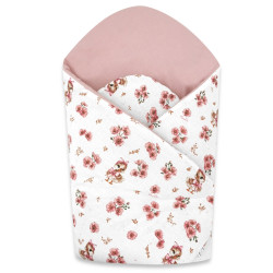 Miminu Novorozenecká zavinovačka, bavlna, Kačenky - bílá, pudrově růžová