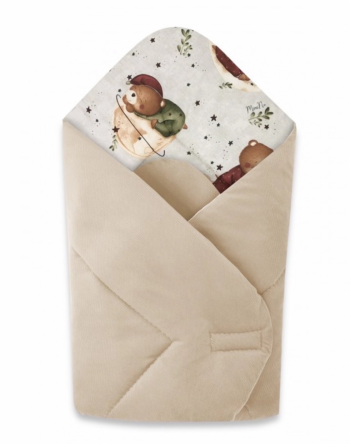 Miminu Oboustranná zavinovačka bavlna/VELVET,  béžová